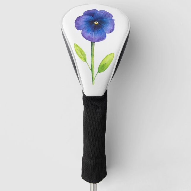Blue Violet Pansy Golf Head Cover (Front)