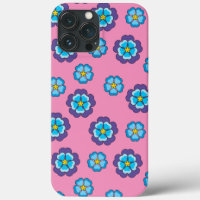 Blue Violet Pink Floral Pattern