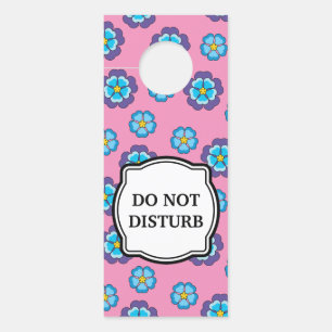 Blue Violet Pink Floral Pattern Door Hanger