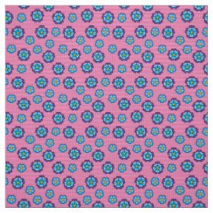 Blue Violet Pink Floral Pattern Fabric
