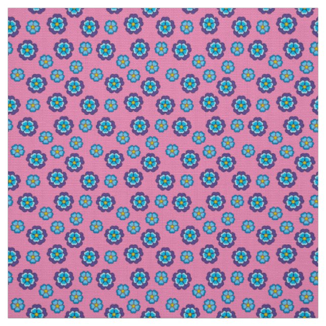 Blue Violet Pink Floral Pattern Fabric (Swatch)