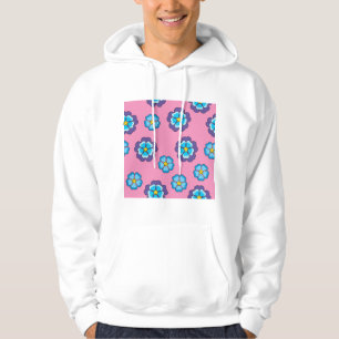 Blue Violet Pink Floral Pattern Hoodie