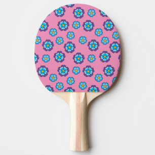 Blue Violet Pink Floral Pattern Ping Pong Paddle