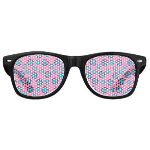 Blue Violet Pink Floral Pattern Retro Sunglasses