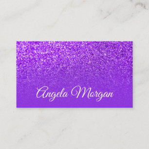 Blue Violet Purple Ombre Glitter Photo Business Card