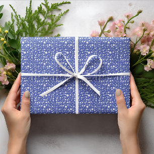 Blue-Violet Random Sized White Polka Dots Wrapping Paper