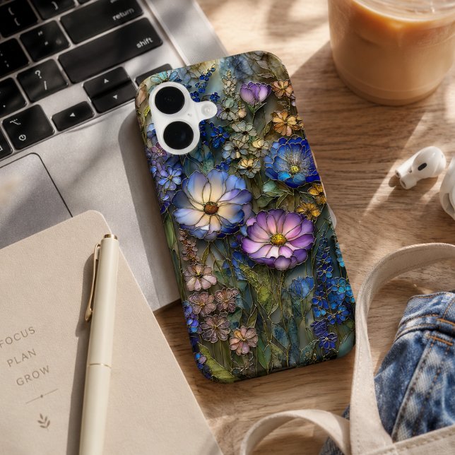 Blue Violet Stained Glass Botanical Floral (Creator Uploaded)