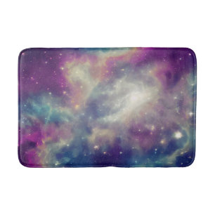 Blue Violet Teal Cosmic Nebula Milky Way Bath Mat