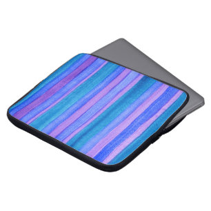 Blue, Violet, Teal Painted Stripes Laptop Sleeve