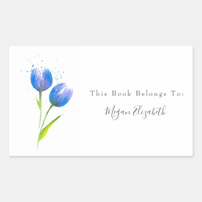 Blue Violet Tulips Rectangular Sticker (Front)