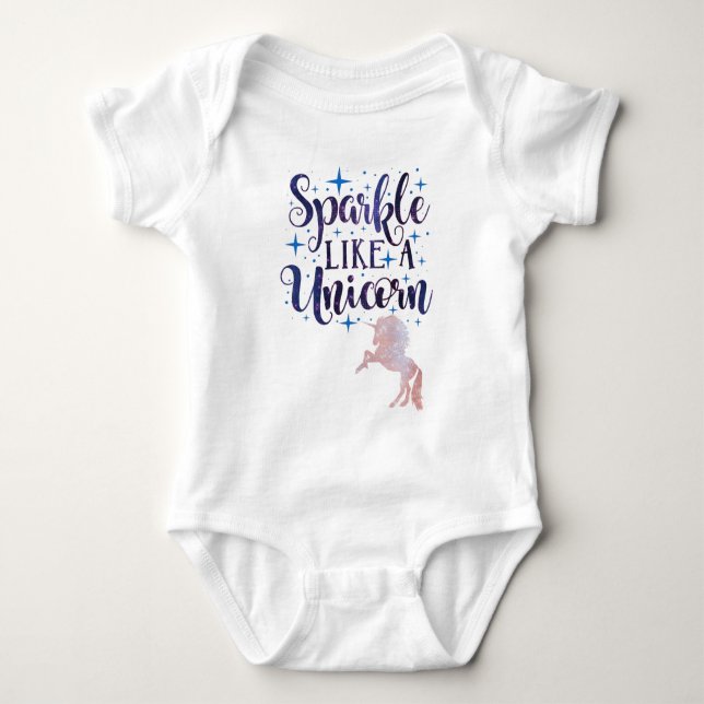Blue Violet Unicorn Sparkle Baby Bodysuit (Front)
