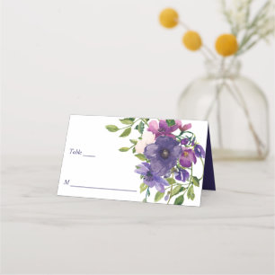 Blue Violet Wild Roses Wedding Place Card