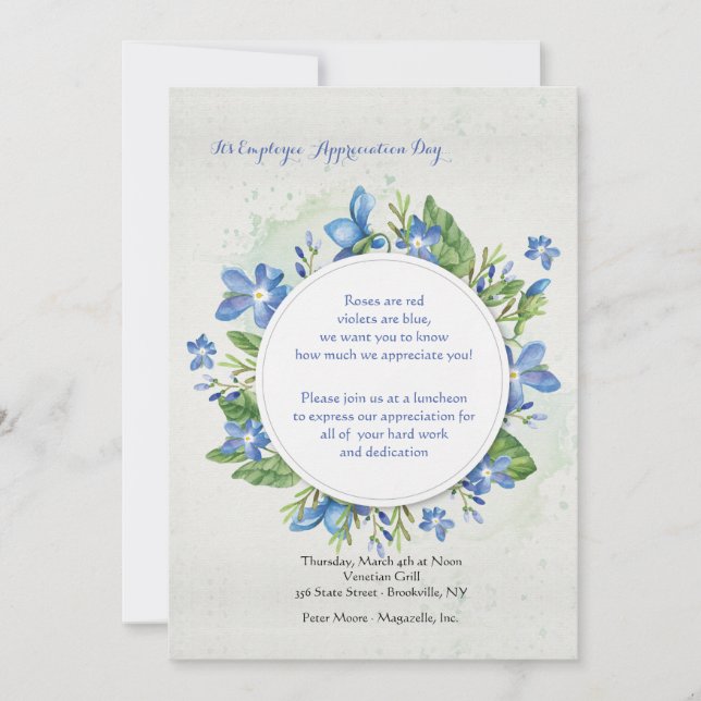 Blue Violets Invitation (Front)