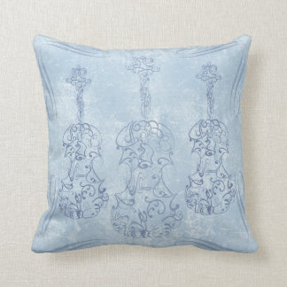 Blue Violin Line Drawing Cushion