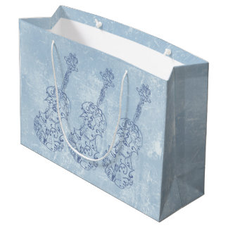 Blue Violin Line Drawing Large Gift Bag