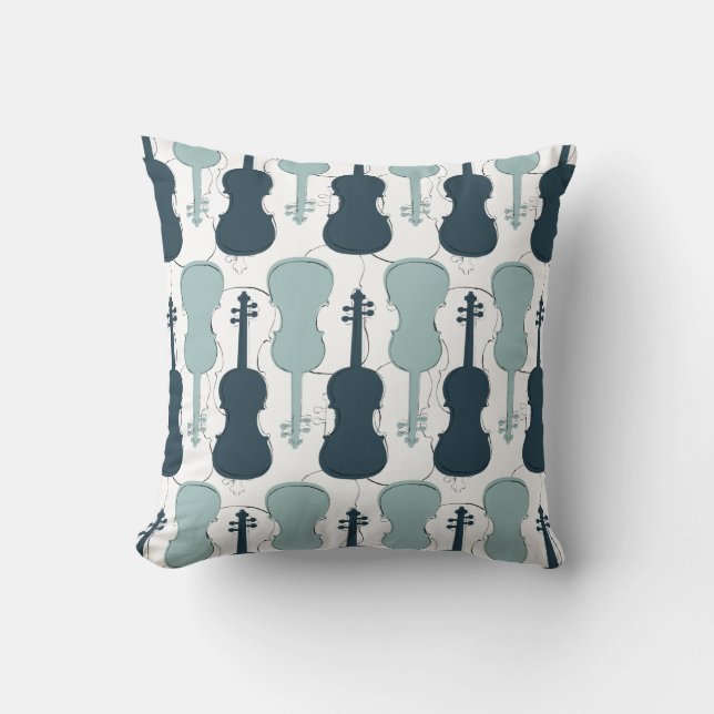 Blue Violin Pattern Cushion (Front)