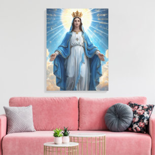 Blue VIrgin Mary Heavenly Canvas Print