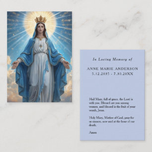 Blue VIrgin Mary Memorial Card