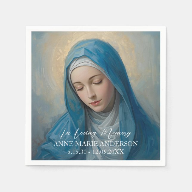Blue VIrgin Mary Memorial  Napkin (Front)
