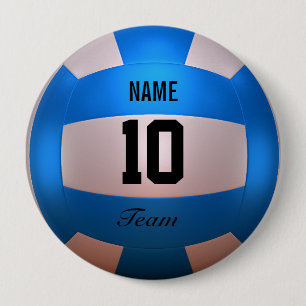 Blue Volleyball 10 Cm Round Badge