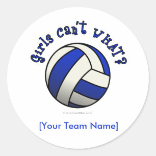 Blue Volleyball Classic Round Sticker