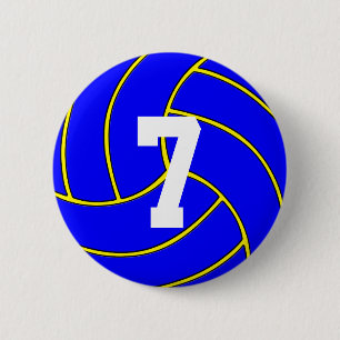 Blue Volleyball Custom Colour & Jersey Number Pin