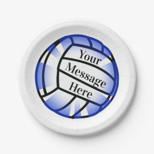 Blue Volleyball Custom Paper Party Paper Plate