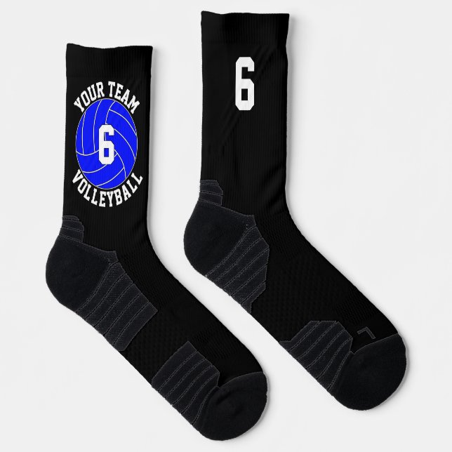 Blue Volleyball Custom Team Name & Player Number Socks (Right)