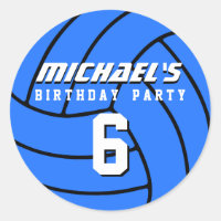 Blue Volleyball Sticker Sports kids Birthday Party
