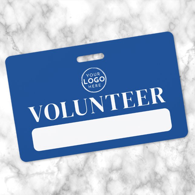 Blue Volunteer Name ID Badge (Blue Logo Volunteer Badge)