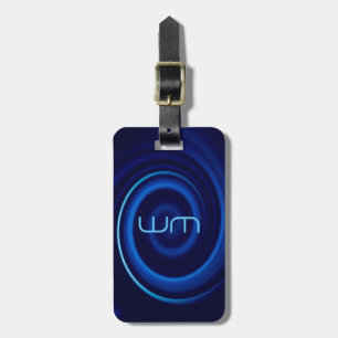 Blue Vortex Monogram Personalised Luggage Tag