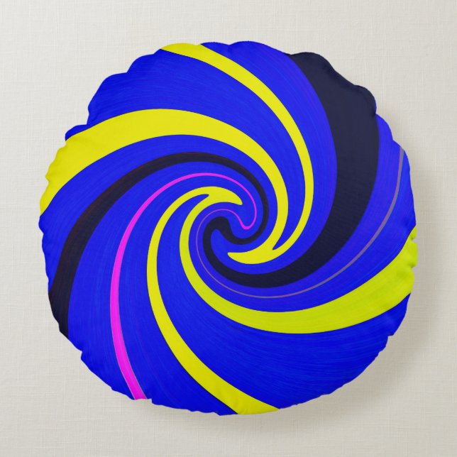 Blue vortex round cushion (Front)