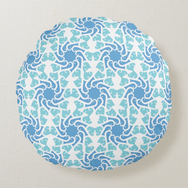 Blue vortex round cushion (Front)
