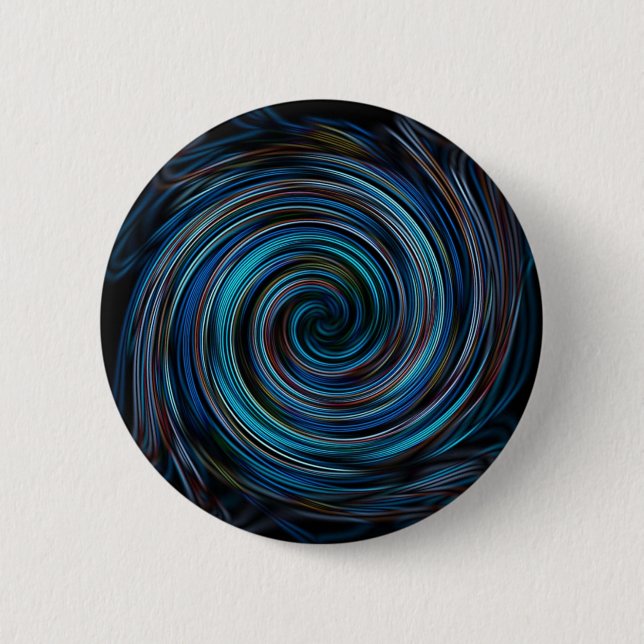 Blue Vortex Spiral 6 Cm Round Badge (Front)