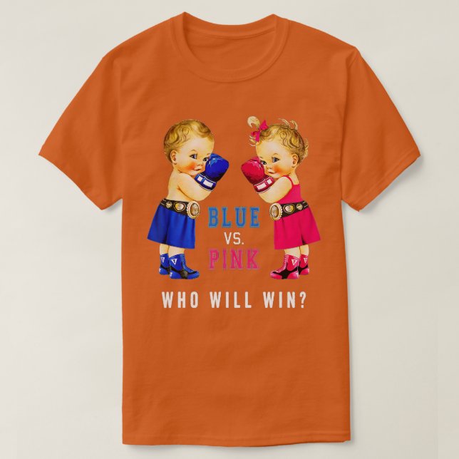 Blue vs Pink Boxing Babies Gender Reveal Party s T-Shirt (Design Front)