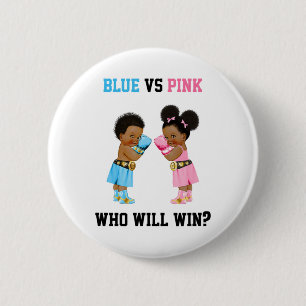 Blue Vs Pink Who Will Win Boxing Theme Gender Reve 6 Cm Round Badge