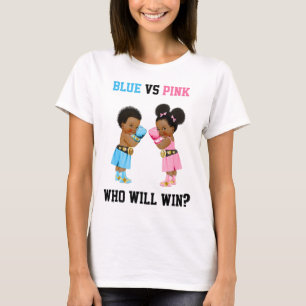 Blue Vs Pink Who Will Win Boxing Theme Gender Reve T-Shirt