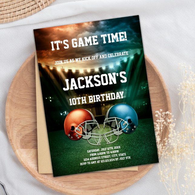 Blue vs. Red Football Birthday Invitation (Blue vs Red Football Invitations)
