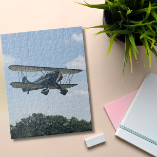Blue Waco Aeroplane Photo Pilot Aviation Fun Jigsaw Puzzle