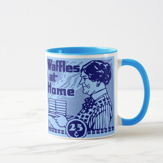 Blue "WAFFLES" Coffee Mug (Right)