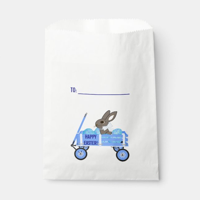Blue Wagon Bunny & Eggs Candy Cookie Favour Bags (Front)