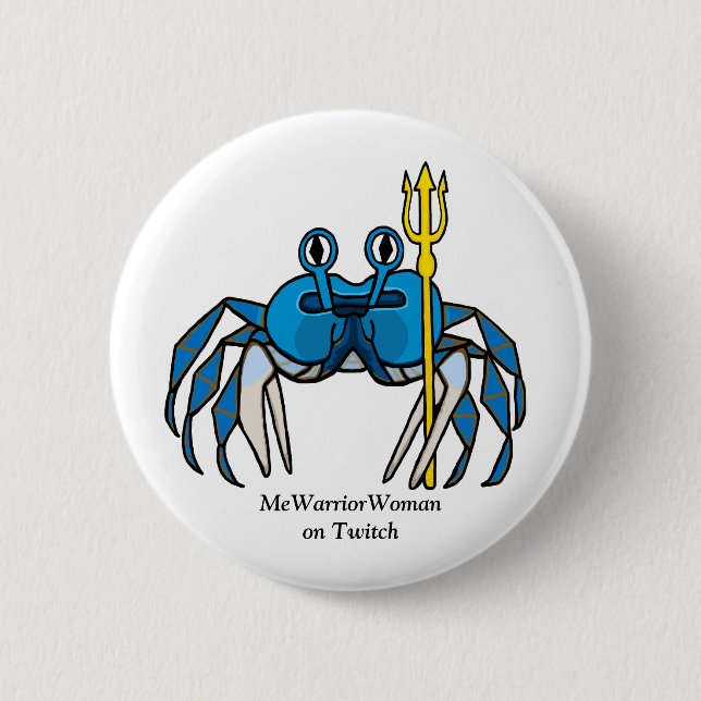 Blue Warrior Crab,  MeWarriorWoman on Twitch 6 Cm Round Badge (Front)