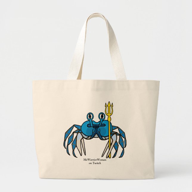 Blue Warrior Crab,  MeWarriorWoman on Twitch Large Tote Bag (Front)