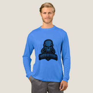 Blue Warrior Mascot Skull Long Sleeve T-Shirt Tri-Blend Shirt