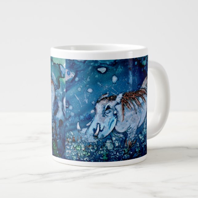 Blue Warthog Large Coffee Mug (Front Right)