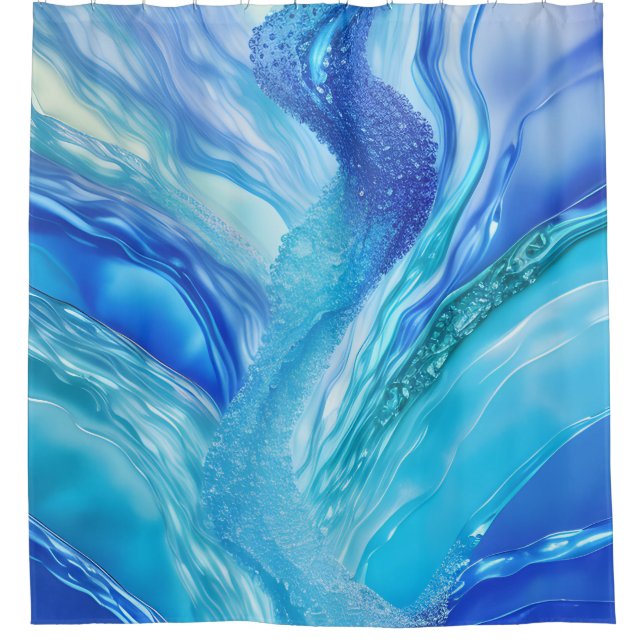 Blue Water Abstract Shower Curtain (Front)