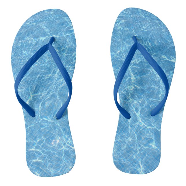 Blue Water Aqua Elegant Template Adult Slim Straps Jandals (Footbed)