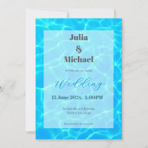 Blue Water Beach & Destination Wedding Ocean Theme Invitation