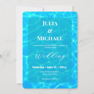 Blue Water Beach & Destination Wedding Ocean Theme Invitation
