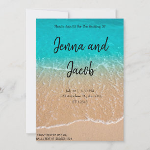 Blue Water Beach Modern Wedding Invitation